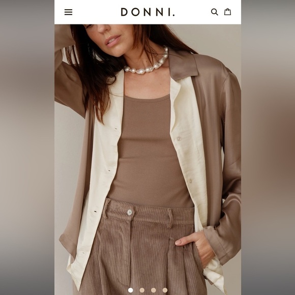 DONNI x Madewell Silky Bowling Shirt Mushroom - Picture 5 of 8